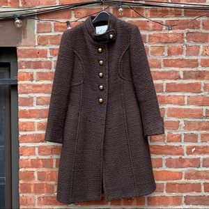Milly Wool Tweed Coat (Size 10) Brown